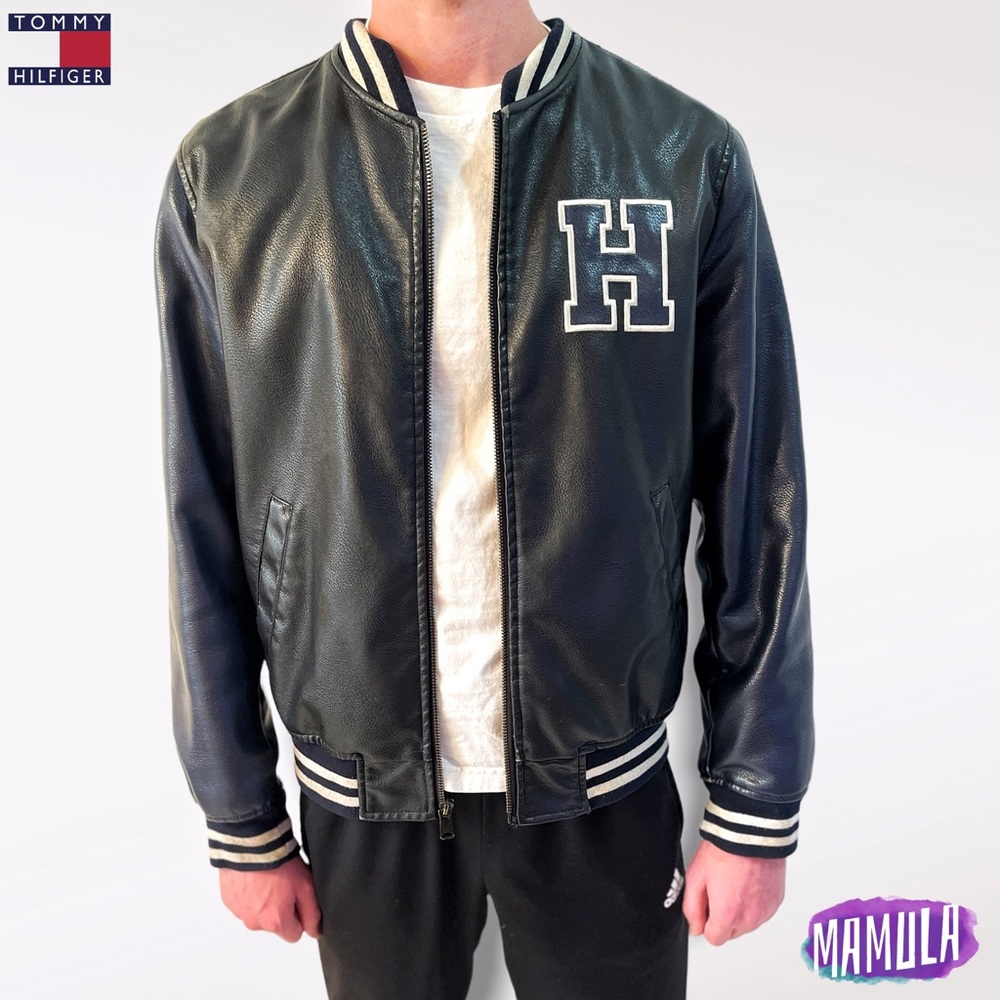 Tommy Hilfiger Men’s Faux Leather Bomber Jacket